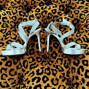 Silver platform sandals size 9